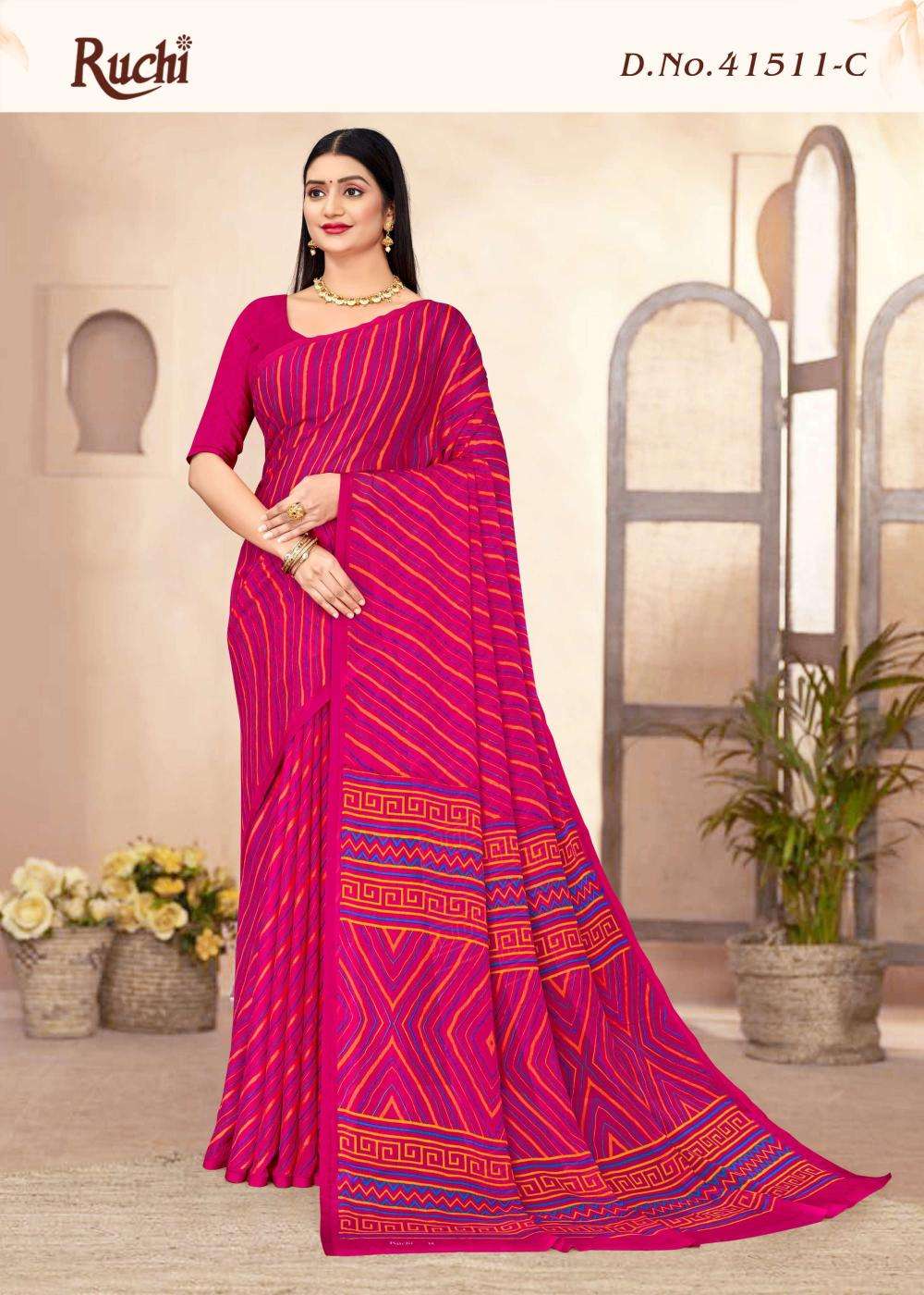STAR CHIFFON LEHRIYA VOL-11 SERIES 41511 SAREE BY RUCHI DESIGNER PRINTED CHIFFONE SAREES ARE AVAILABLE AT WHOLESALE PRICE