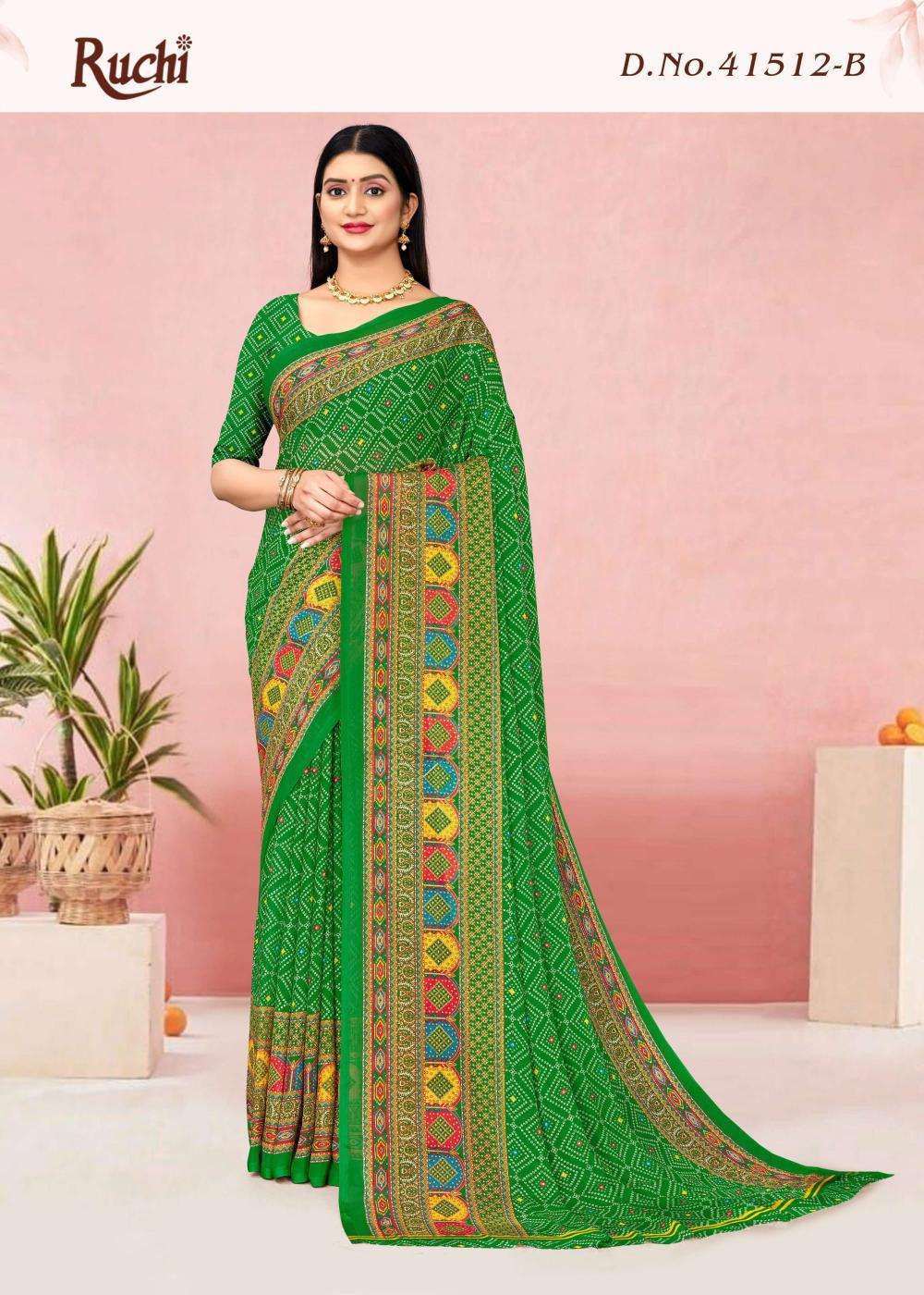 STAR CHIFFON LEHRIYA VOL-12 SERIES 41512 SAREE BY RUCHI DESIGNER CHIFFONE SAREES ARE AVAILABLE AT WHOLESALE PRICE
