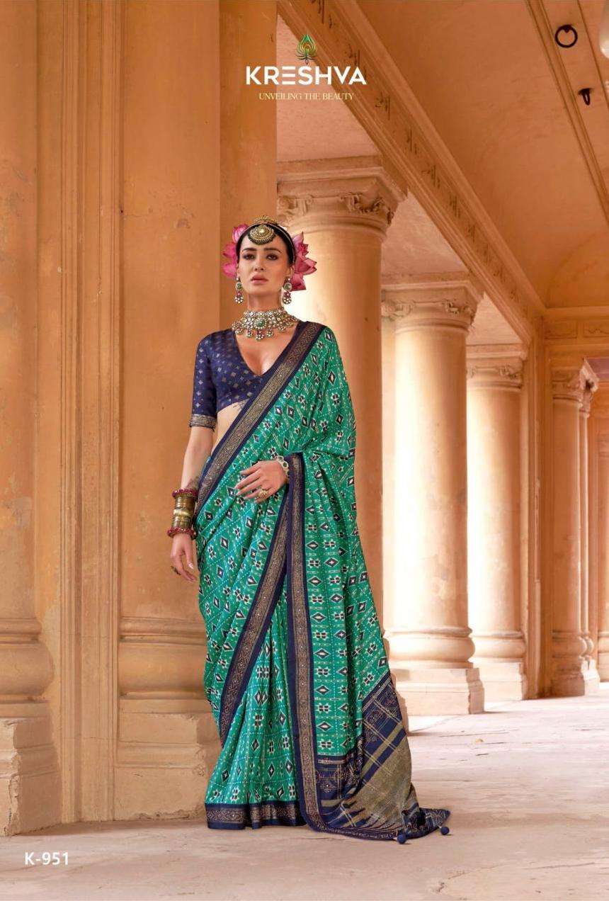 SUNDARVAN SERIES 951 TO 956 SAREE BY KRESHVA DESIGNER SILK SAREES ARE AVAILABLE AT WHOLESALE PRICE