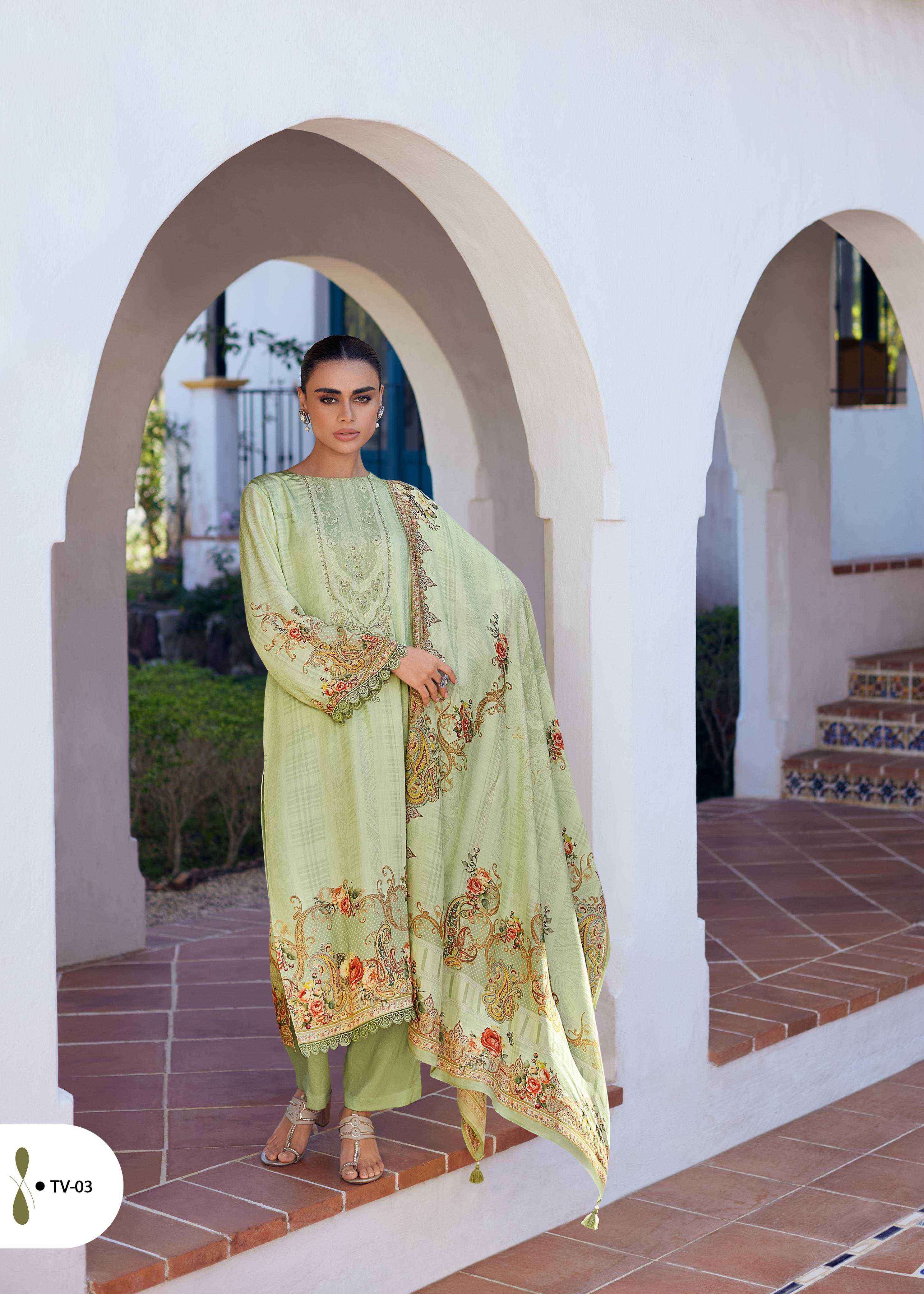 TASVEER SERIES 01 TO 05 BY VARSHA DESIGNER DIGITAL PRINTED AND HAND WORK MODAL SATIN SUITS ARE AVAILABLE AT WHOLESALE PRICE