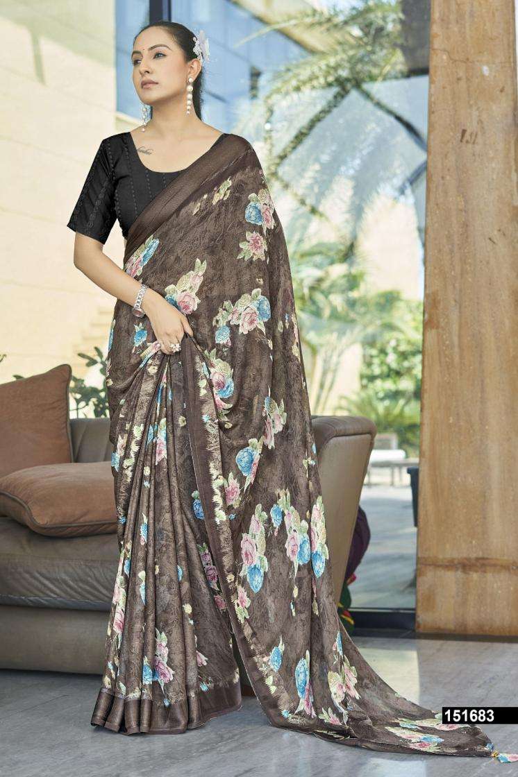 TRIVANSHI VOL-3 SERIES 151680 TO 151685 SAREE BY VALLABHI PRINTS DESIGNER FLORAL PRINTED GEORGETTE SAREES ARE AVAILABLE AT WHOLESALE PRICE