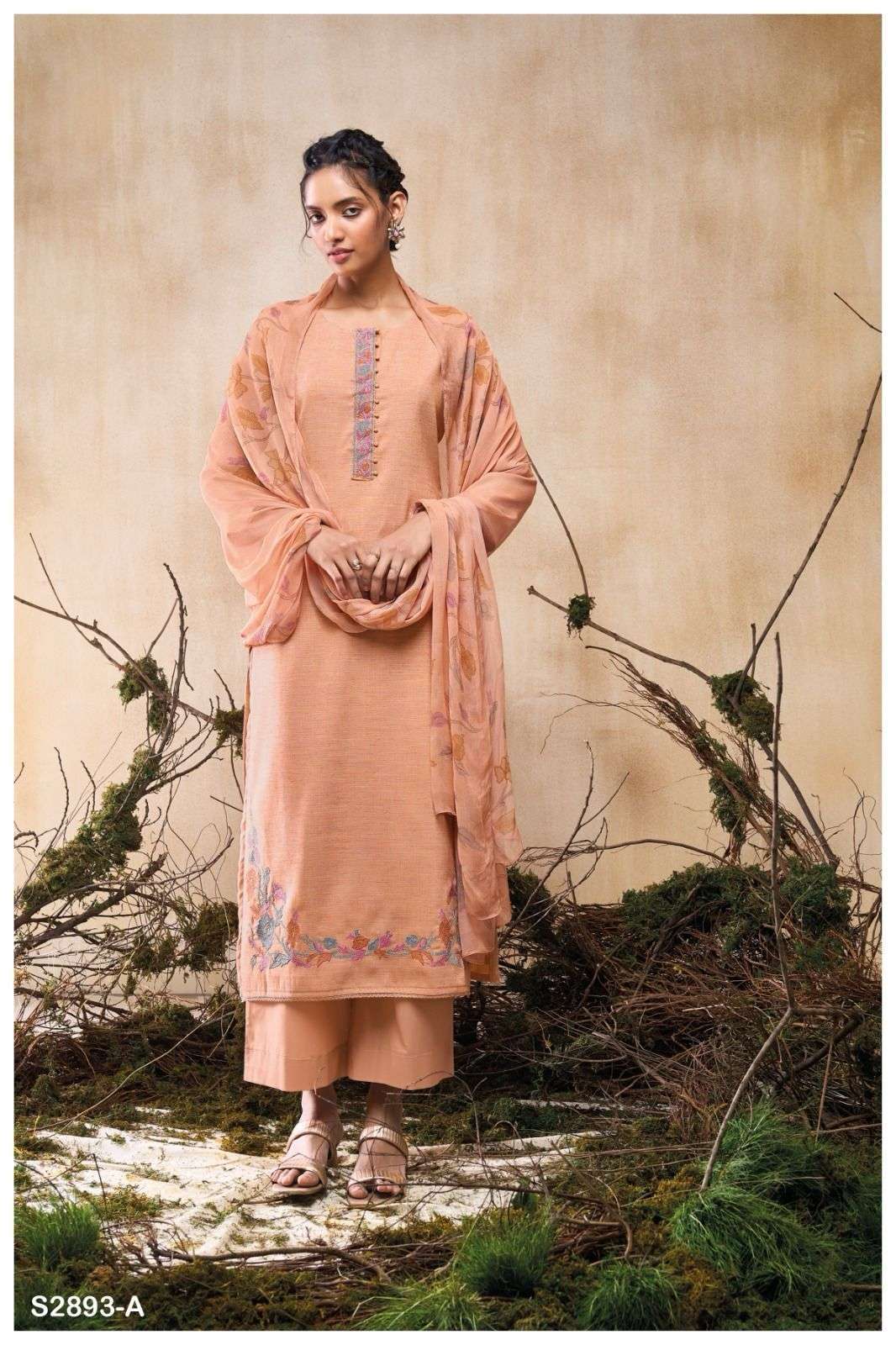 UMBI SERIES 2893 BY GANGA DESIGNER PRINTED AND WORK COTTON SUITS ARE AVAILABLE AT WHOLESALE PRICE