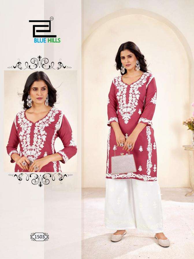 VICTORIA VOL-15 SERIES 1501 TO 1504 BY BLUE HILLS DESIGNER EMBROIDERY WORK RAYON TOP WITH BOTTOM AND DUPATTA ARE AVAILABLE AT WHOLESALE PRICE