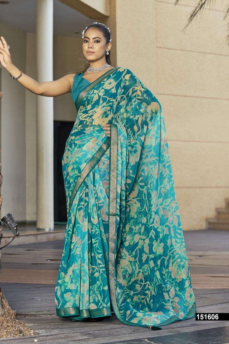 VIKANSHI SERIES 151602 TO 151607 SAREE BY VALLABHI PRINTS DESIGNER FLORAL PRINTED CHIFFONE SAREES ARE AVAILABLE AT WHOLESALE PRICE