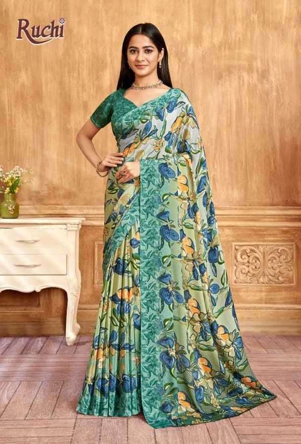 VIVANTA SILK SERIES 38201 TO 38203 SAREE BY RUCHI DESIGNER PRINTED SILK CREPE SAREES ARE AVAILABLE AT WHOLESALE PRICE