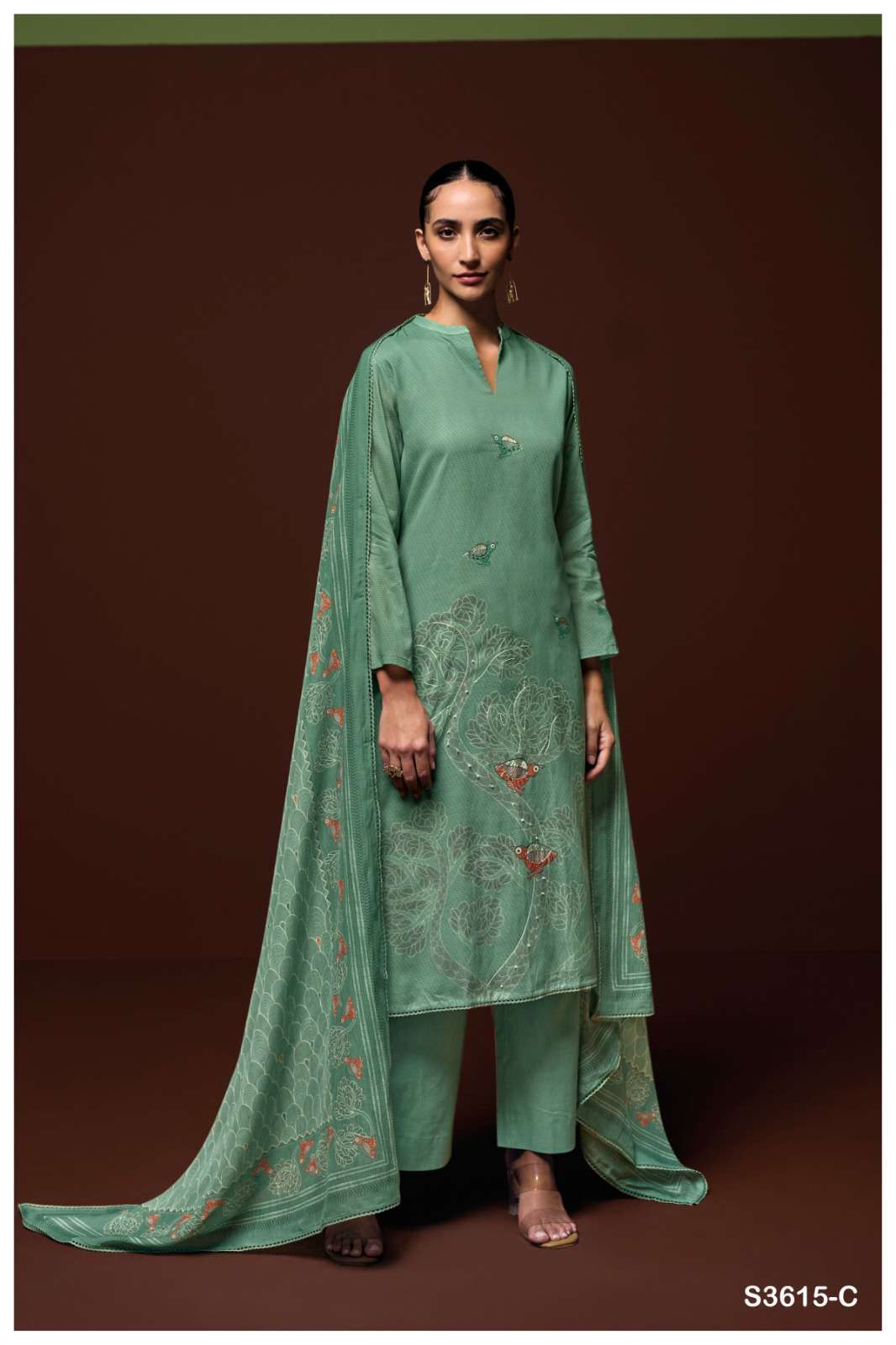 DYUTHI SERIES 3615 BY GANGA DESIGNER PRINTED AND EMBROIDERY WORK MUL MUL SUITS ARE AVAILABLE AT WHOLESALE PRICE
