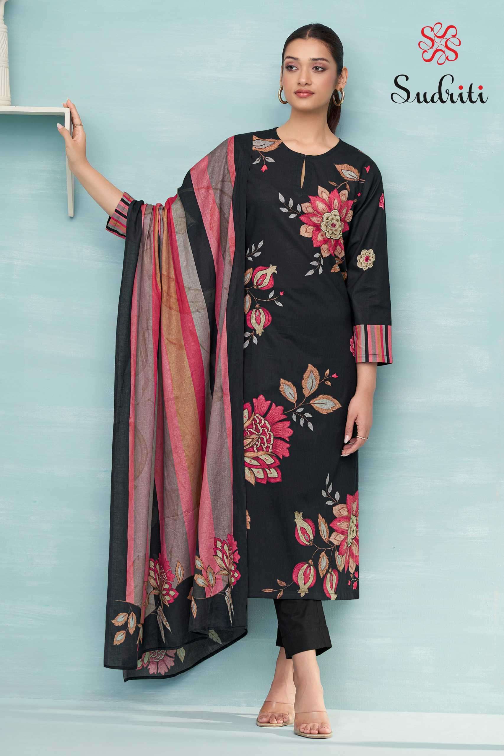 FARIHA SERIES 400 BY SUDRITI DESIGNER DIGITAL PRINTED AND KHATLI WORK COTTON LAWN SUITS ARE AVAILABLE AT WHOLESALE PRICE