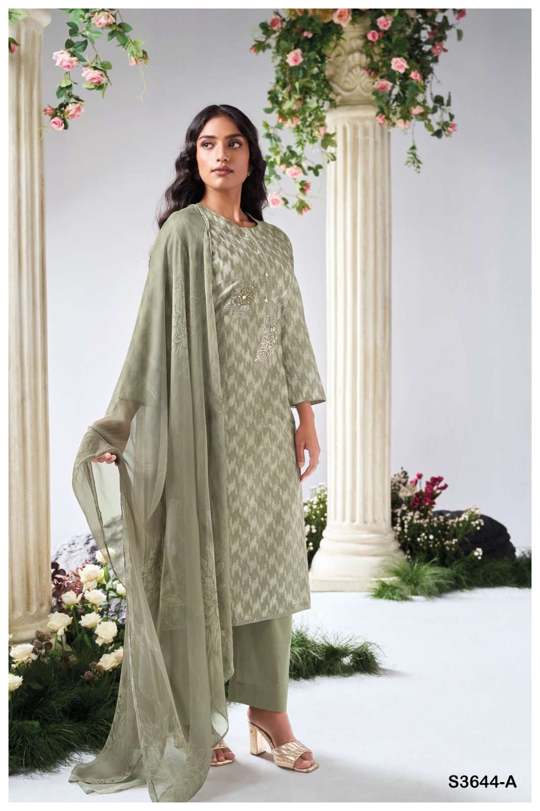GIANELLA SERIES 3644 BY GANGA DESIGNER PRINTED AND EMBROIDERY WORK COTTON SUITS ARE AVAILABLE AT WHOLESALE PRICE