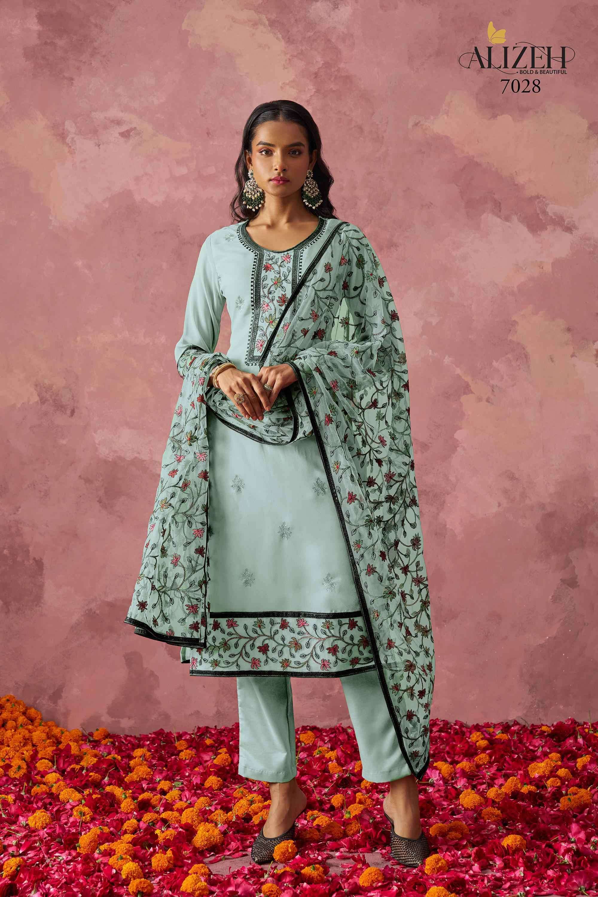 GULAABO VOL-2 SERIES 7026 TO 7029 BY ALIZEH DESIGNER EMBROIDERY WORK GEORGETTE READYMADE SUITS ARE AVAILABLE AT WHOLESALE PRICE
