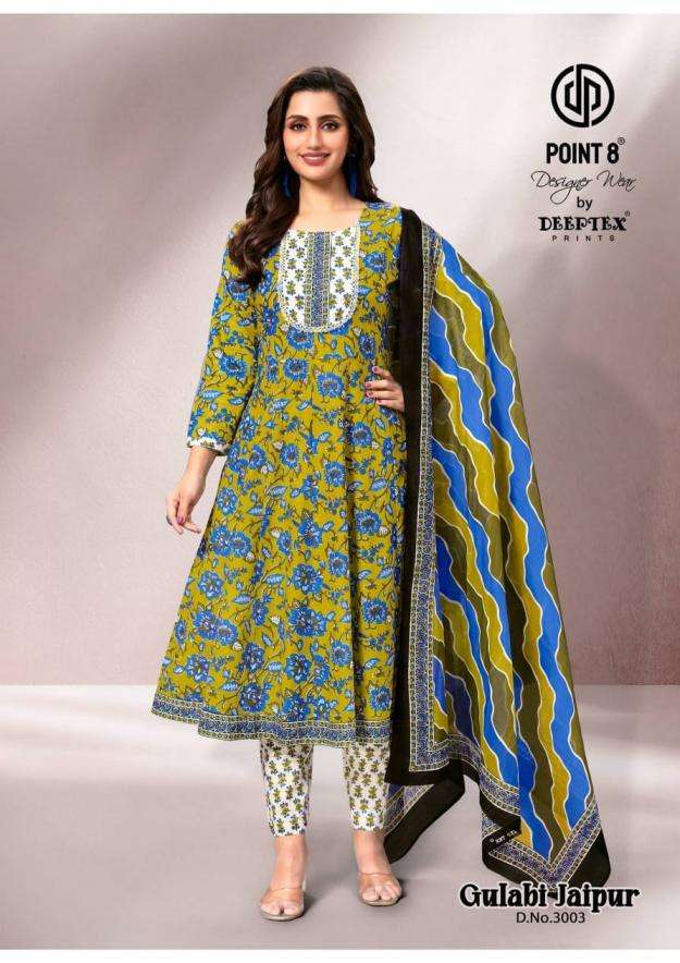GULABI JAIPUR VOL-3 SERIES 3001 TO 3008 BY POINT 8 DEEPTEX DESIGNER PRINTED COTTON ANARKALI READYMADE SUITS ARE AVAILABLE AT WHOLESALE PRICE