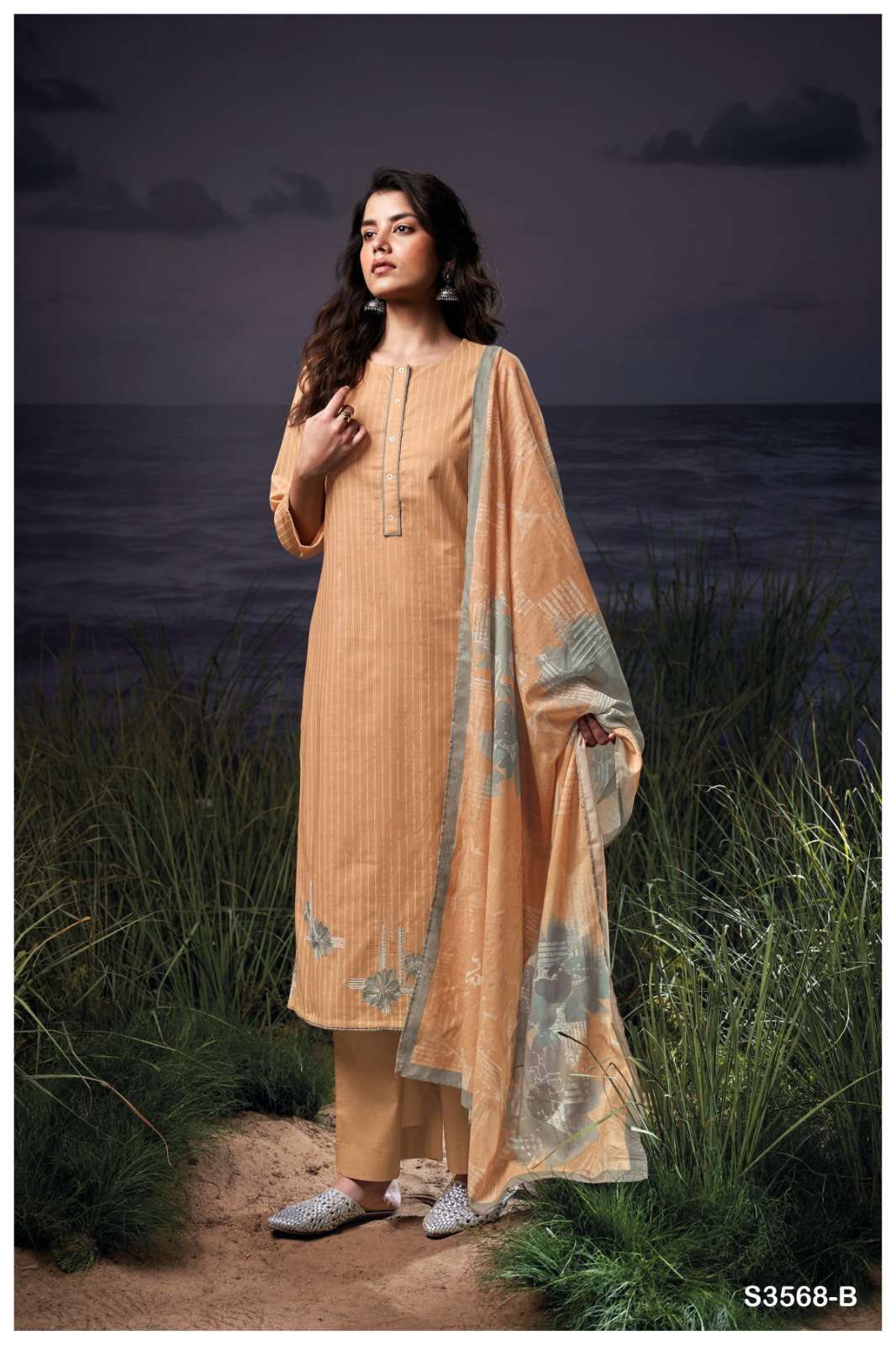 HADIYA SERIES 3568 BY GANGA DESIGNER PRINTED AND EMBROIDERY WORK COTTON SUITS ARE AVAILABLE AT WHOLESALE PRICE