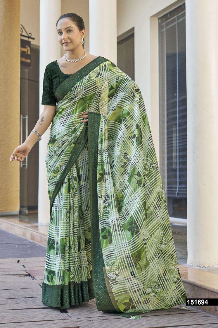 ISHMEET VOL-10 SERIES 151692 TO 151697 SAREE BY VALLABHI PRINTS DESIGNER FLORAL PRINTED CHIFFONE SAREES ARE AVAILABLE AT WHOLESALE PRICE