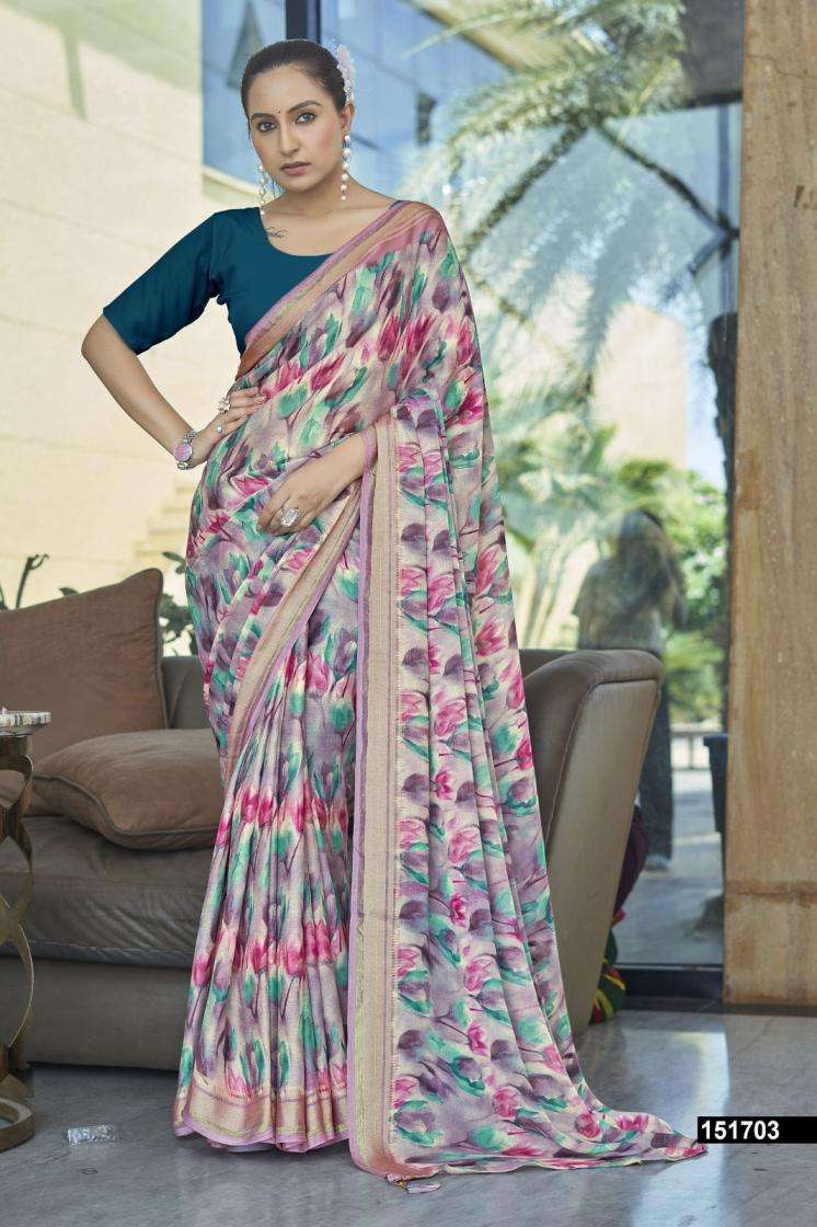ISHMEET VOL-11 SERIES 151698 TO 151703 SAREE BY VALLABHI PRINTS DESIGNER FLORAL PRINTED CHIFFONE SAREES ARE AVAILABLE AT WHOLESALE PRICE