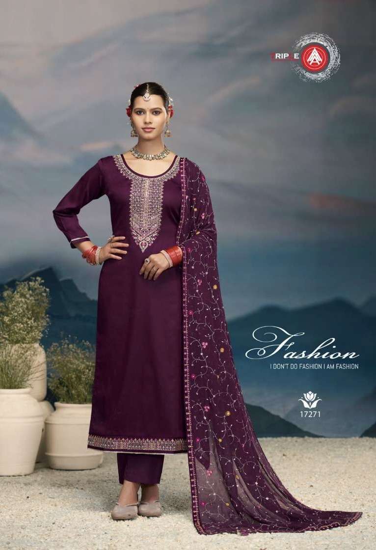 KEERAT EDITION-10 SERIES 17271 TO 17276 BY TRIPLE A DESIGNER WITH WORK JAM COTTON SUITS ARE AVAILABLE AT WHOLESALE PRICE