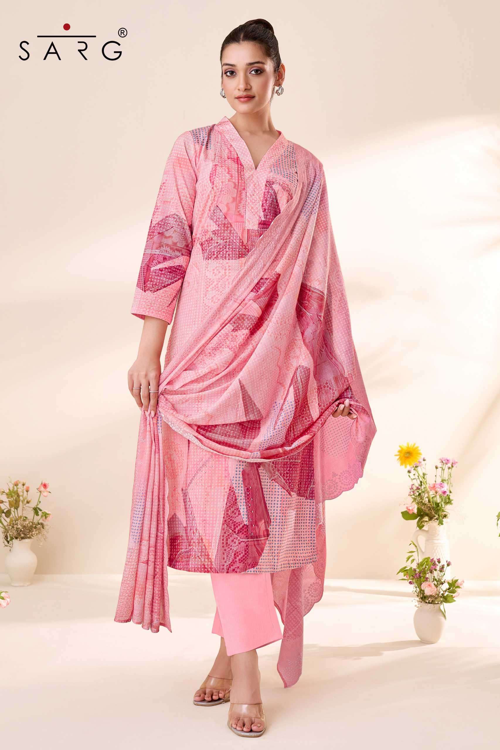 LAYRA SERIES 700 BY SARG DESIGNER DIGITAL PRINTED AND KHATLI WORK COTTON LAWN SUITS ARE AVAILABLE AT WHOLESALE PRICE