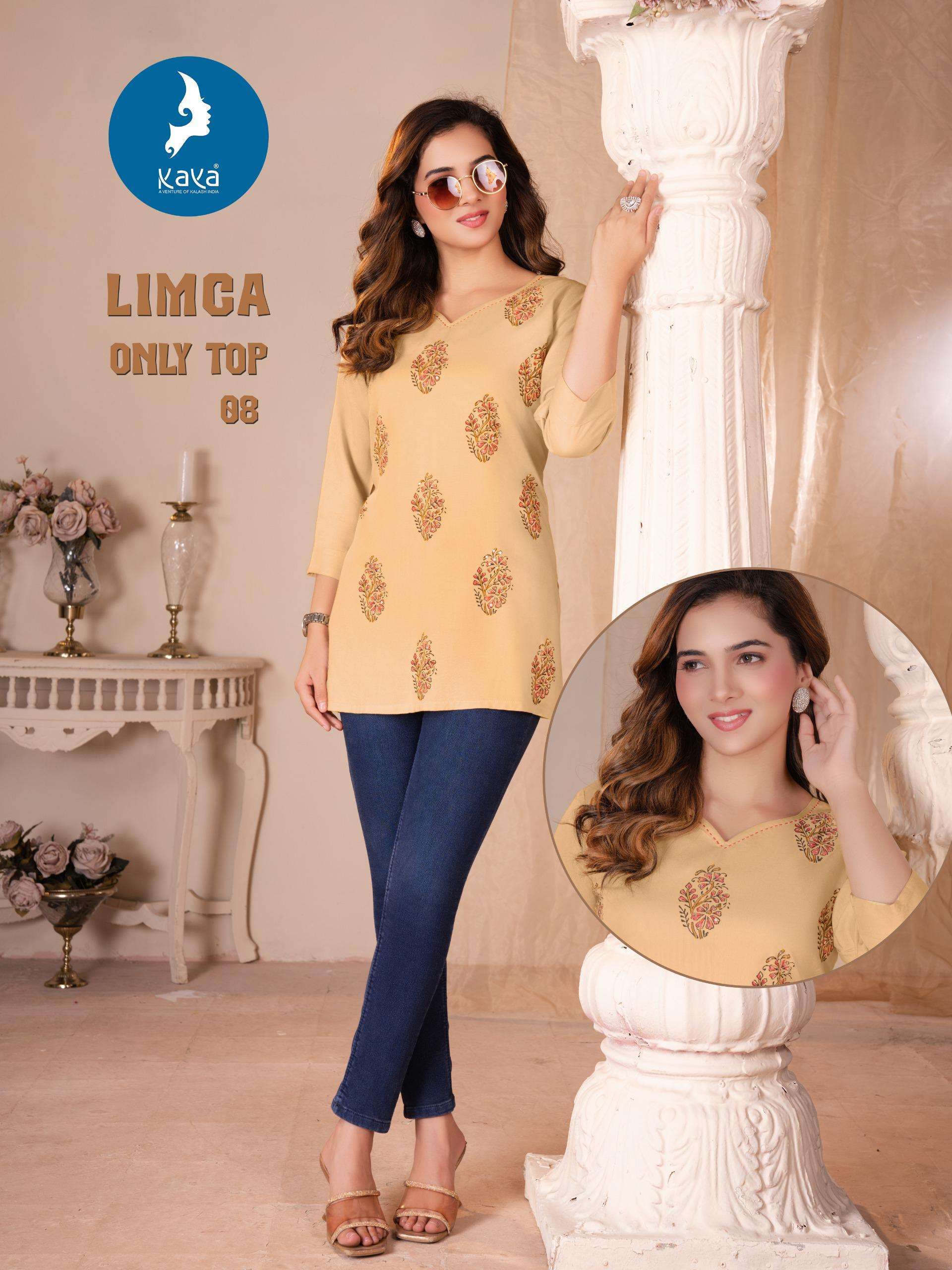 LIMCA SERIES 01 TO 08 BY KAYA DESIGNER RAYON CASUAL WEAR SHORT TOPS ARE AVAILABLE AT WHOLESALE PRICE
