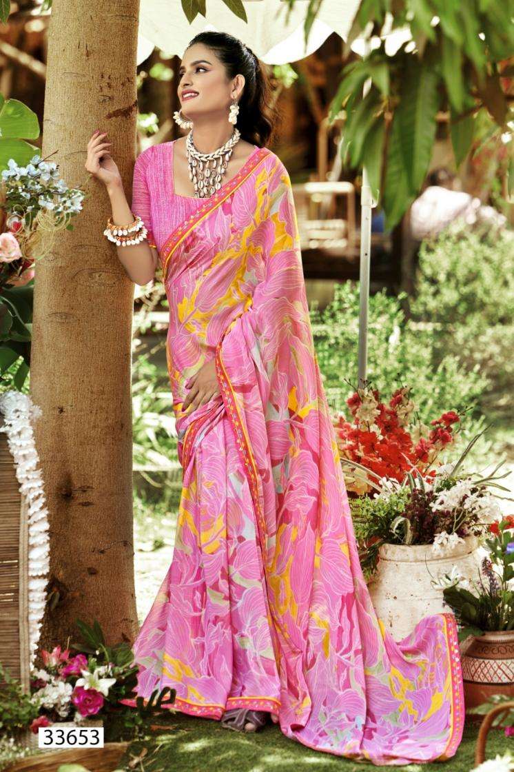 MADDY VOL-8 SERIES 33651 TO 33656 SAREE BY VALLABHI PRINTS DESIGNER PRINTED CHIFFONE SAREES ARE AVAILABLE AT WHOLESALE PRICE