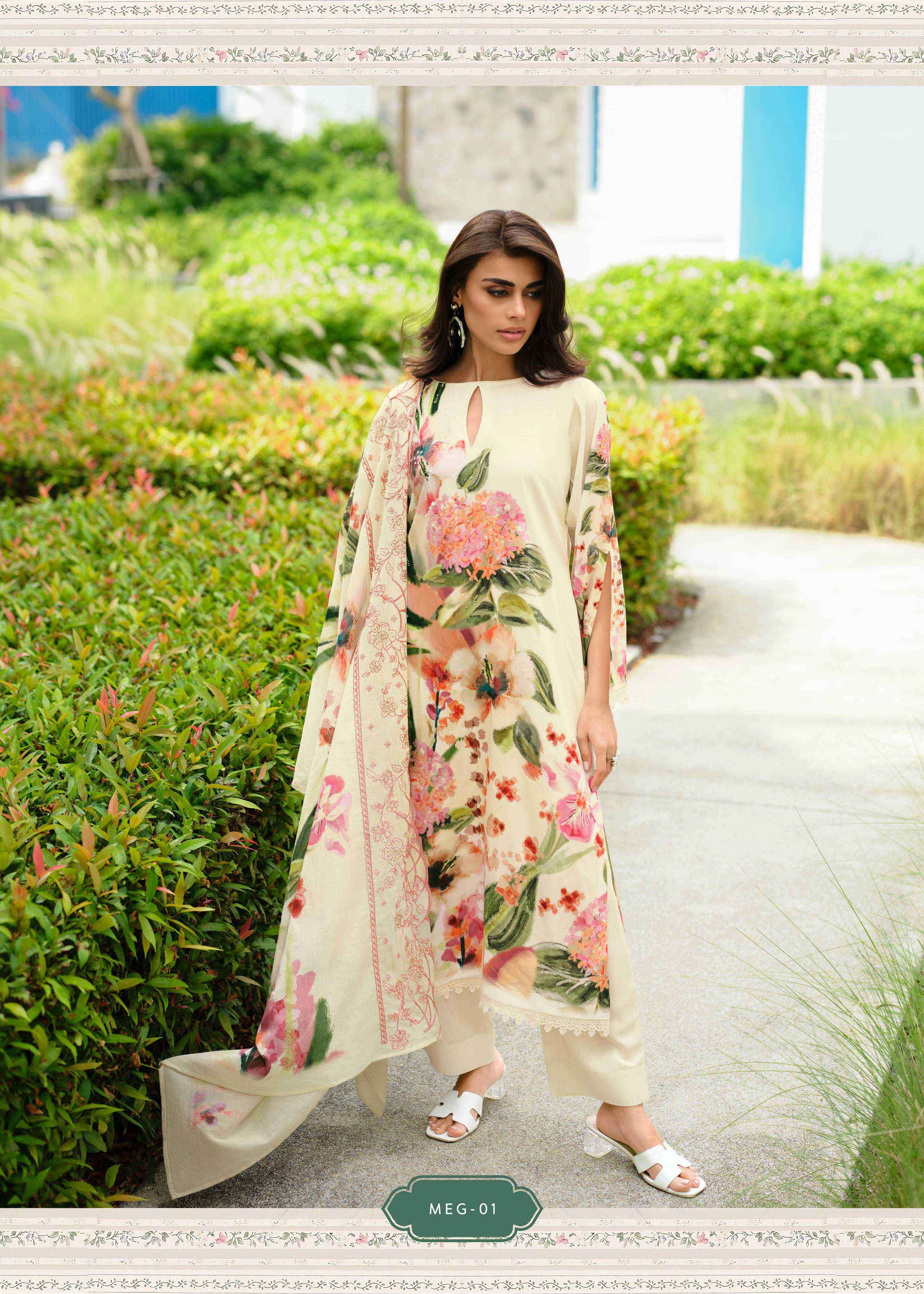 MEHR E GUL SERIES 01 TO 04 BY VARSHA DESIGNER DIGITAL PRINTED AND HAND WORK COTTON LAWN SUITS ARE AVAILABLE AT WHOLESALE PRICE