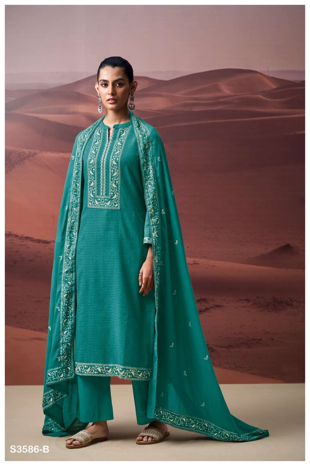 NAYSA SERIES 3586 BY GANGA DESIGNER PRINTED AND EMBROIDERY WORK COTTON DOBBY SUITS ARE AVAILABLE AT WHOLESALE PRICE