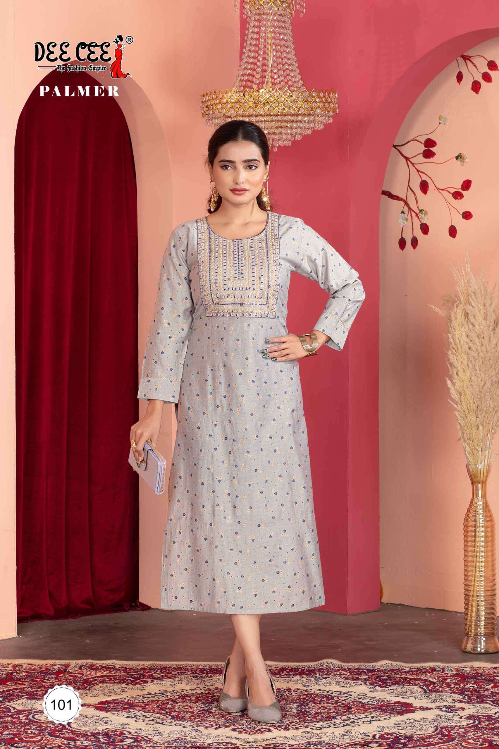 PALMER SERIES 101 TO 106 KURTI BY DEE CEE DESIGNER SILK KURTIS ARE AVAILABLE AT WHOLESALE PRICE
