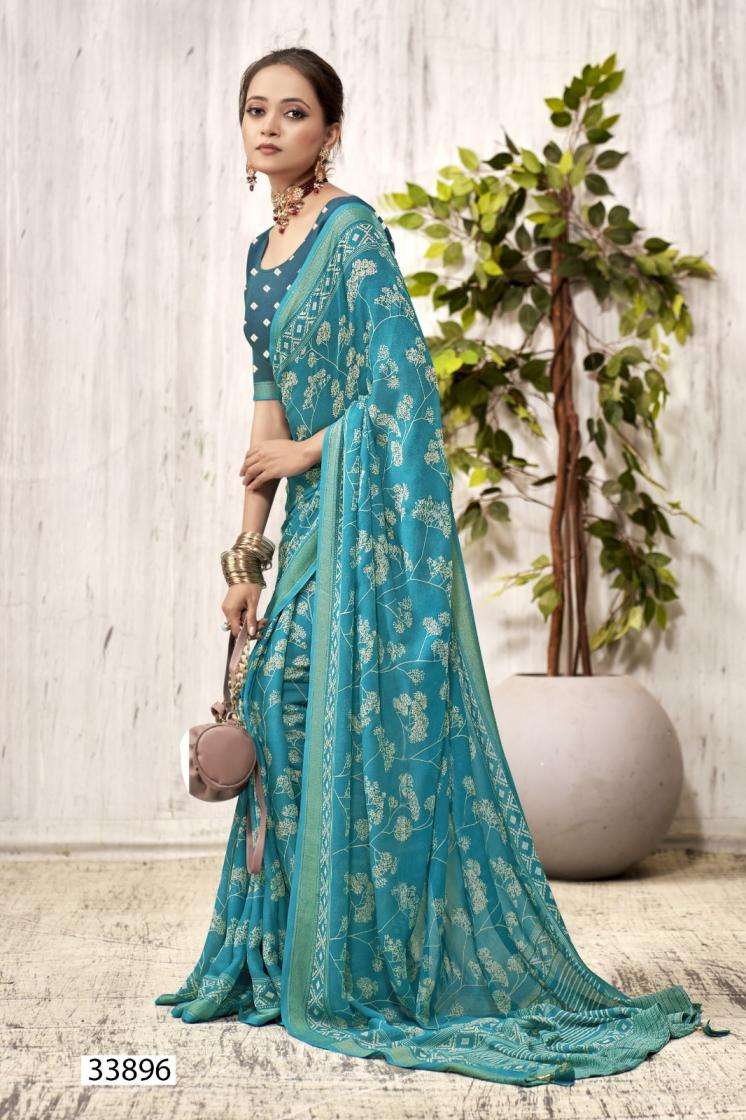 PRAKHAR VOL-4 SERIES 33891 TO 33896 SAREE BY VALLABHI PRINTS DESIGNER PRINTED GEORGETTE SAREES ARE AVAILABLE AT WHOLESALE PRICE