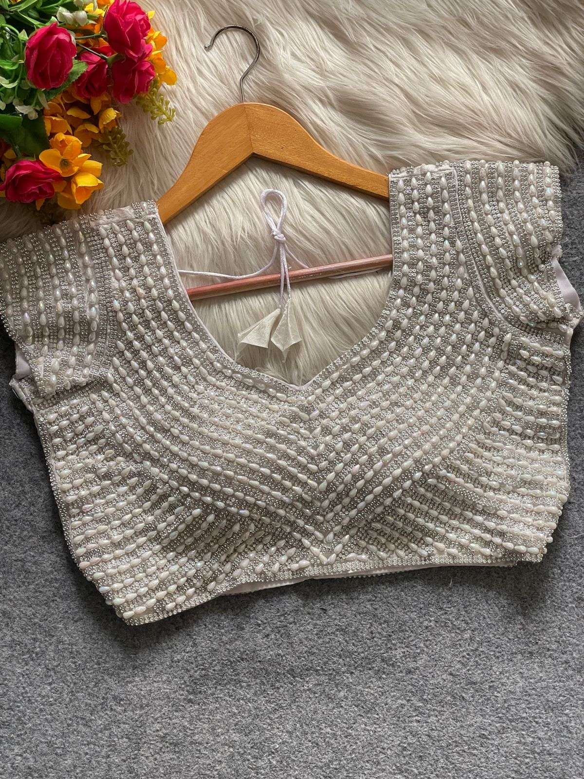 READYMADE BLOUSE SERIES 214 DESIGNER HAND WORK PEARL WORK PARTY WEAR READYMADE BLOUSES ARE AVAILABLE AT WHOLESALE PRICE