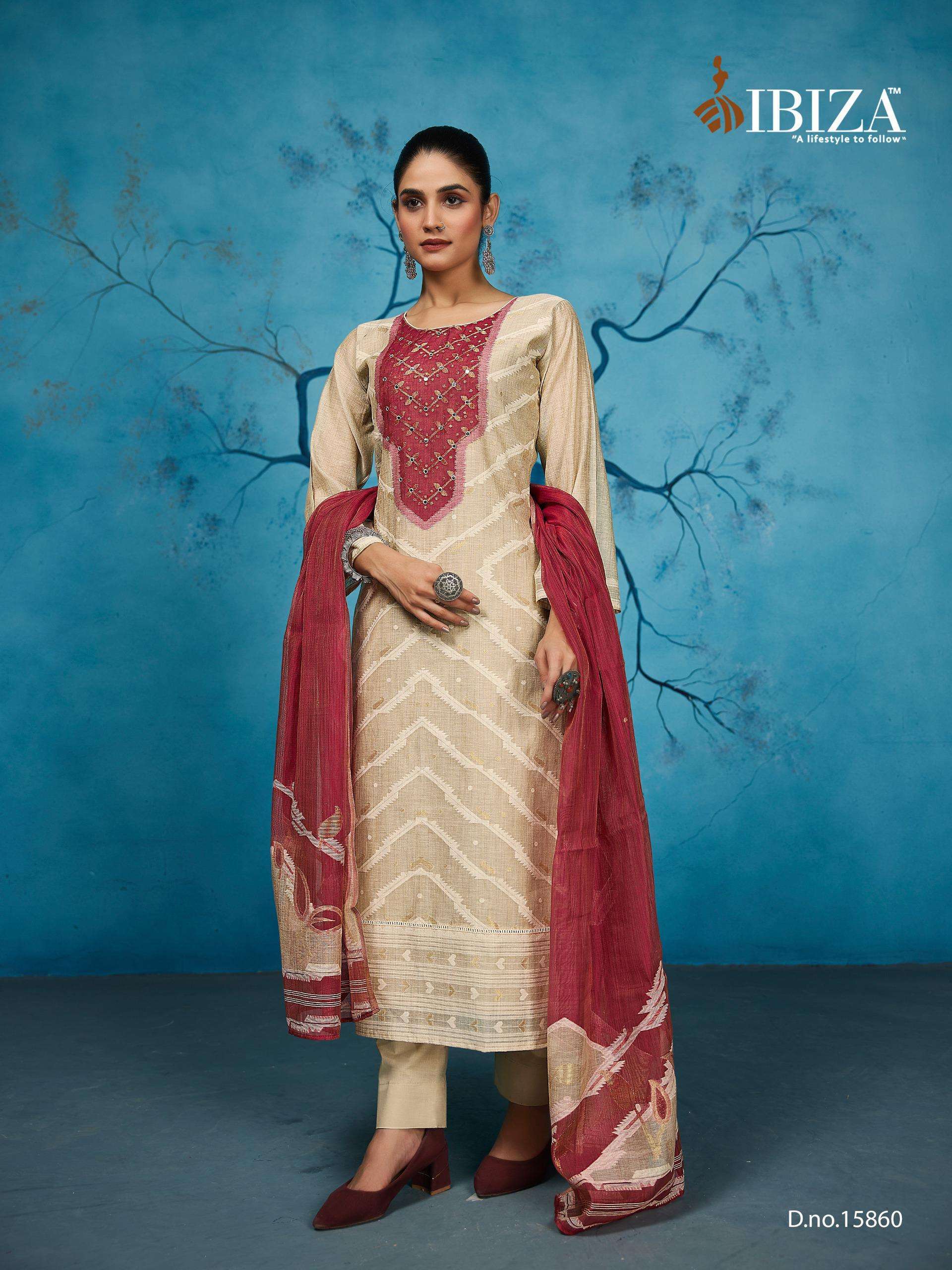 SENSATION SERIES 15860 TO 15863 BY IBIZA DESIGNER HAND WORK ORGANIC SILK JACQUARD SUITS ARE AVAILABLE AT WHOLESALE PRICE