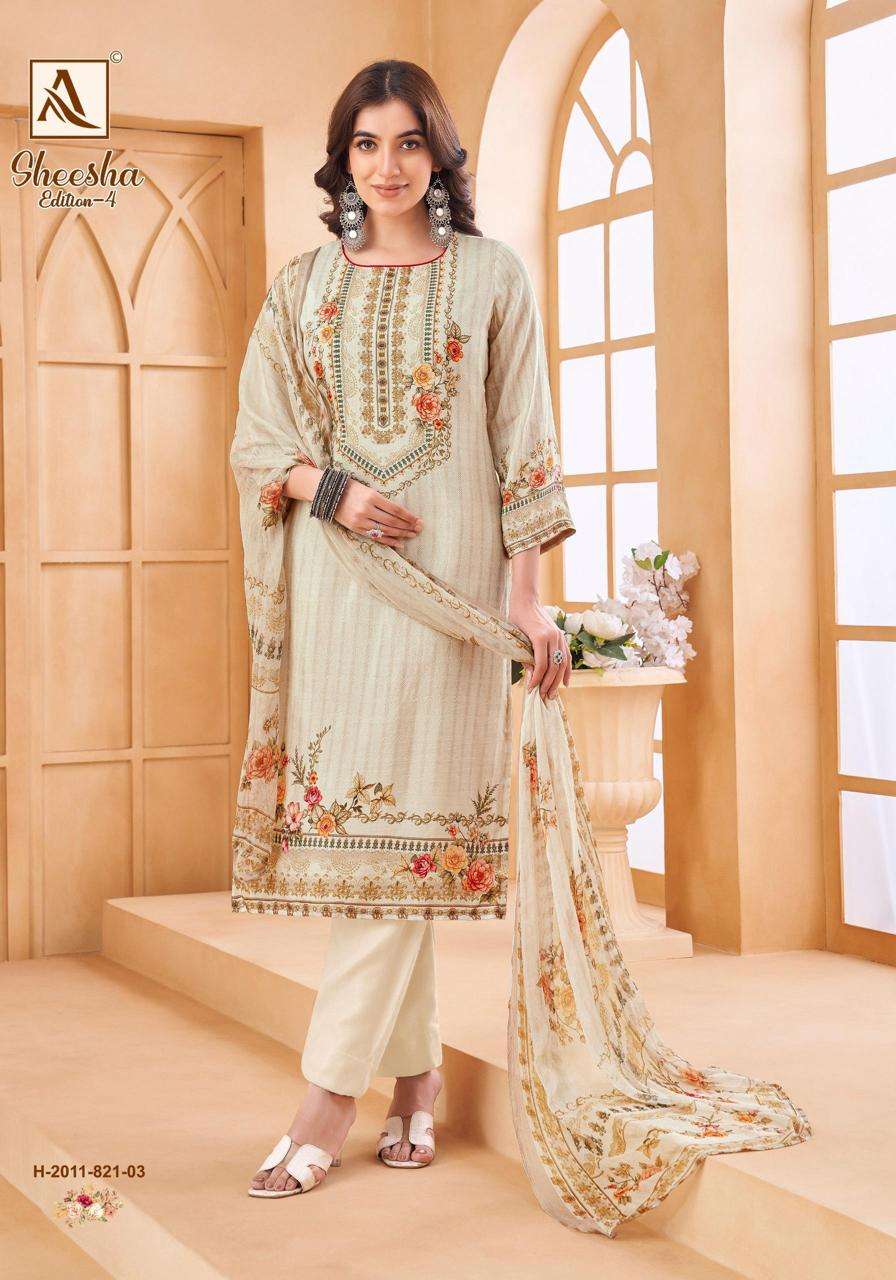 SHEESHA SERIES 2011 BY ALOK SUITS DESIGNER PRINTED AND WORK VISCOSE MUSLIN SUITS ARE AVAILABLE AT WHOLESALE PRICE
