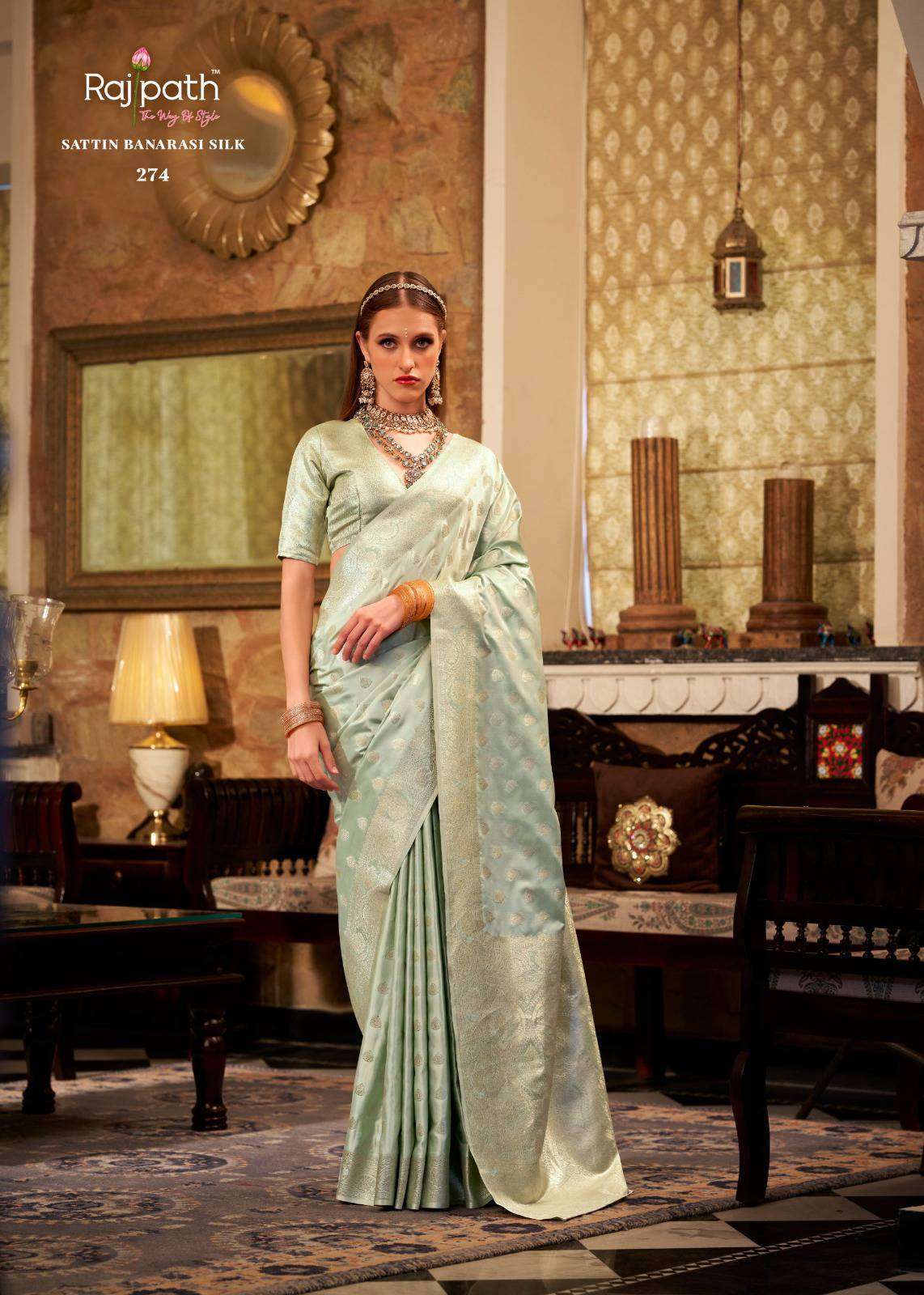 SHELLA GOLD SERIES 273 TO 278 SAREE BY RAJPATH DESIGNER SOFT SATIN SILK SAREES ARE AVAILABLE AT WHOLESALE PRICE