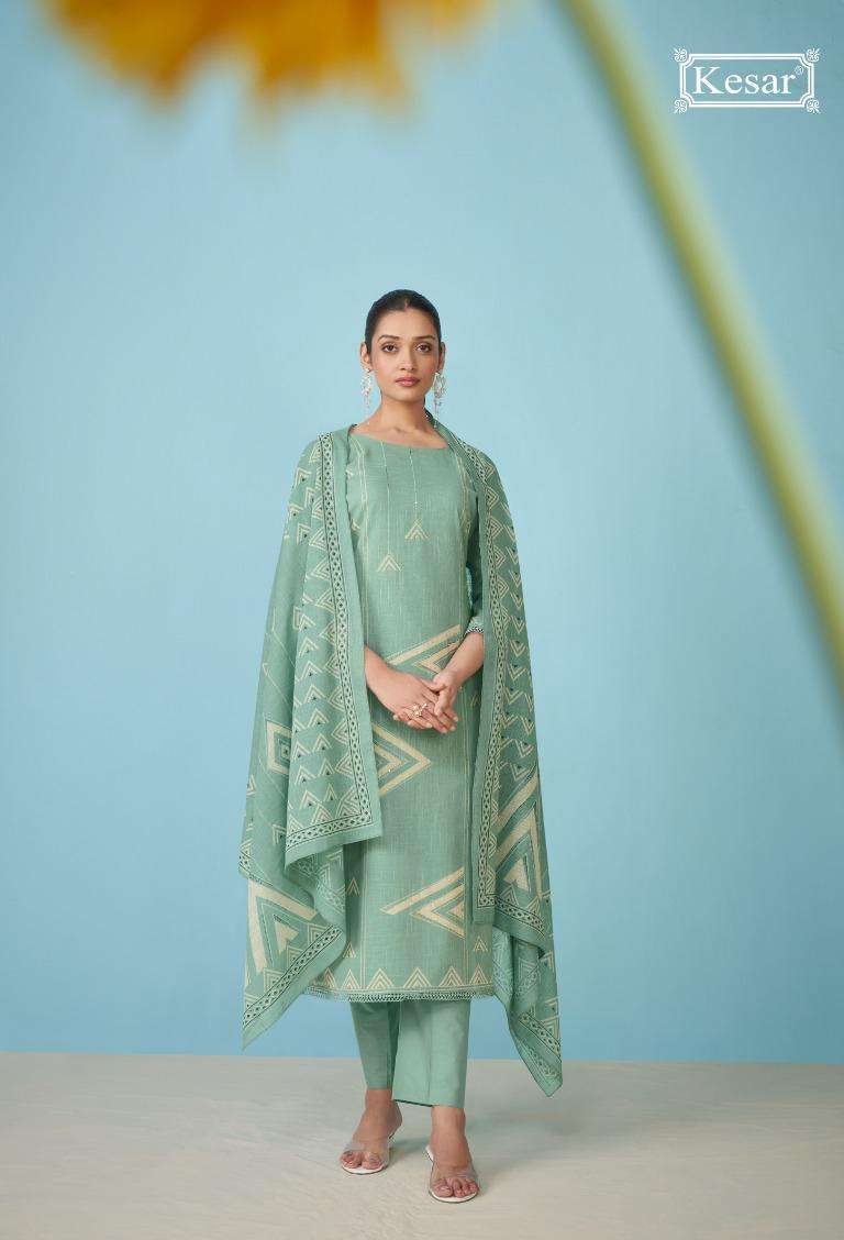 SIYA SERIES 99001 TO 99004 BY KESAR DESIGNER DIGITAL PRINTED AND EMBROIDERY WORK LINEN SUITS ARE AVAILABLE AT WHOLESALE PRICE
