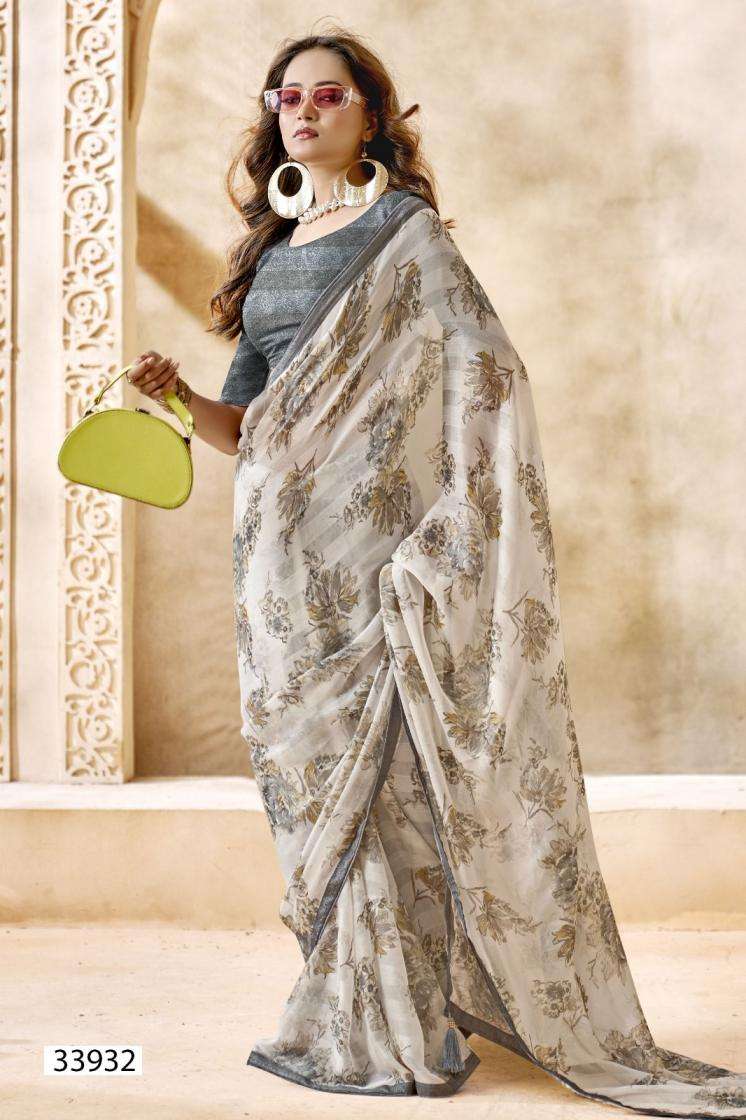 SULAGNA SERIES 33931 TO 33936 SAREE BY VALLABHI PRINTS DESIGNER PRINTED CHIFFONE SAREES ARE AVAILABLE AT WHOLESALE PRICE