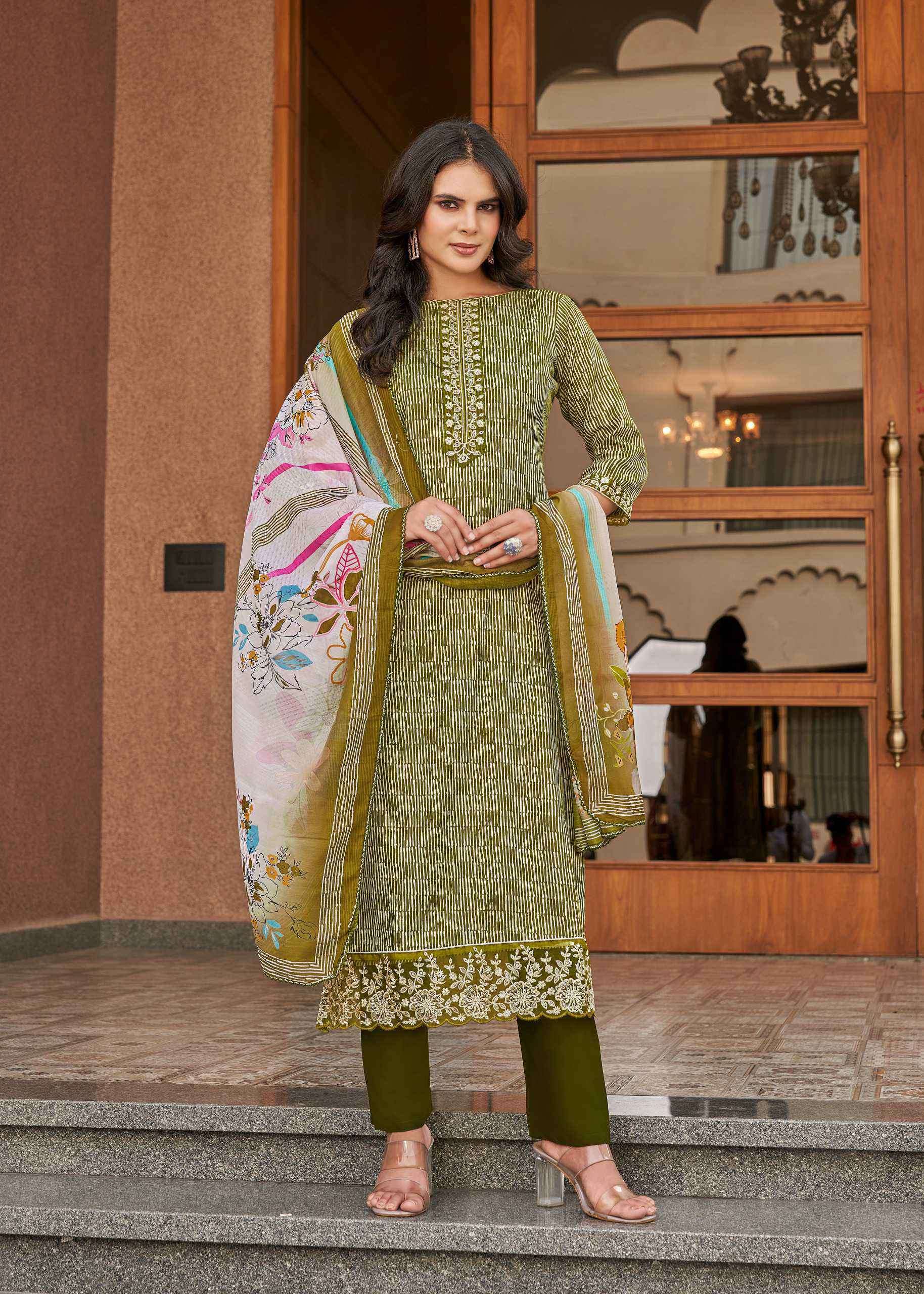 SUPER GIRL VOL-2 SERIES 2807 BY ALOK SUITS DESIGNER PRINTED AND LACE WORK JAM COTTON SUITS ARE AVAILABLE AT WHOLESALE PRICE