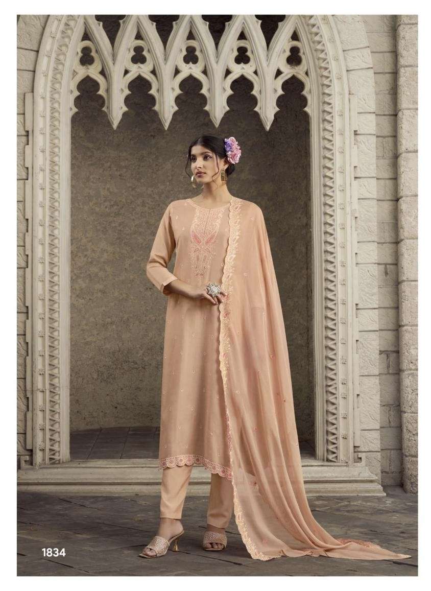 SWARNIKA SERIES 1831 TO 1834 BY FOUR DOTS DESIGNER WORK VISCOSE MUSLIN SUITS ARE AVAILABLE AT WHOLESALE PRICE