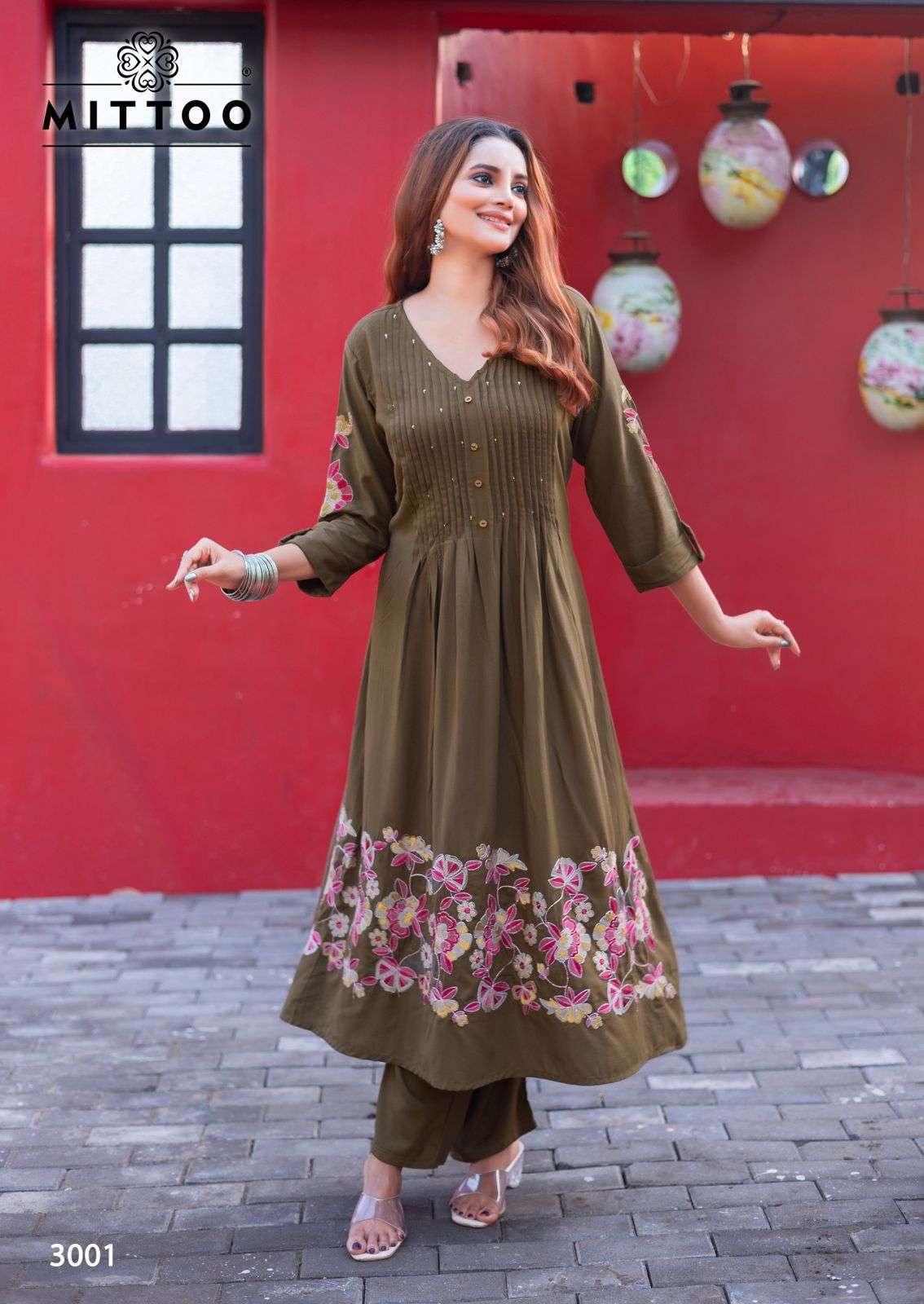 TANVIKA SERIES 3001 TO 3005 BY MITTO DESIGNER HAND WORK RAYON ANARKALI KURTI WITH BOTTOM ARE AVAILABLE AT WHOLESALE PRICE