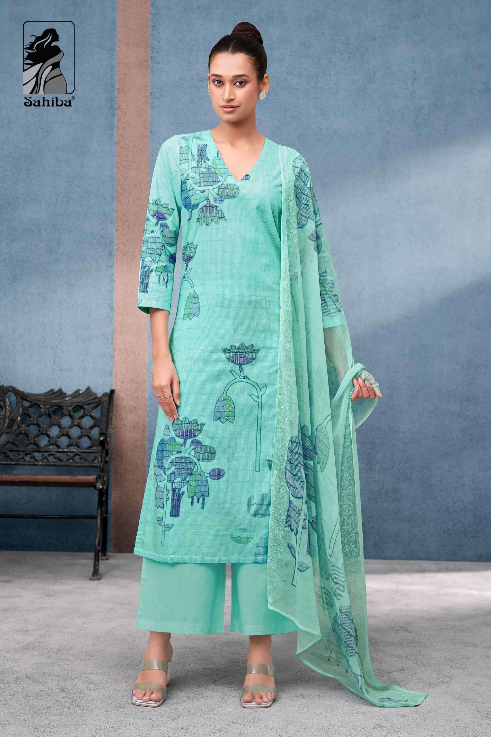 TISYA SERIES 1200 BY SAHIBA DESIGNER DIGITAL PRINTED AND KHATLI WORK COTTON LAWN SUITS ARE AVAILABLE AT WHOLESALE PRICE