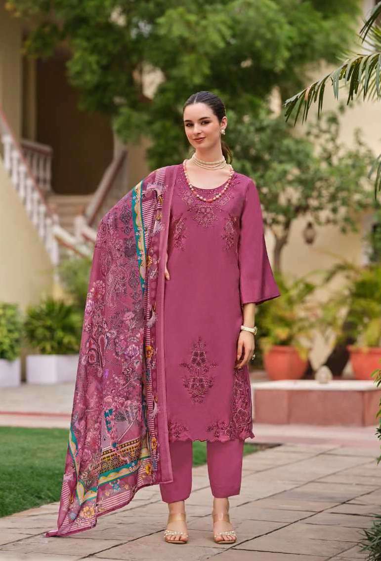 ZARA SERIES 864 BY BELLIZA DESIGNER EMBROIDERY WORK ROMAN SILK SUITS ARE AVAILABLE AT WHOLESALE PRICE