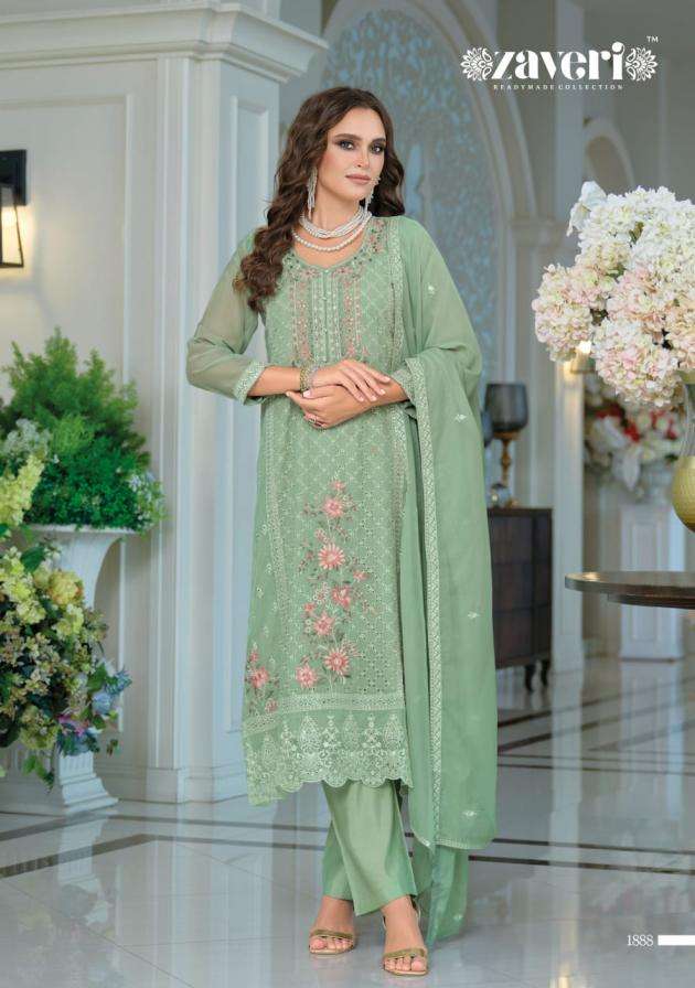 RAABTA SERIES 1886 TO 1888 BY ZAVERI DESIGNER EMBROIDERY WORK READYMADE ZAVERI SUITS ARE AVAILABLE AT WHOLESALE PRICE