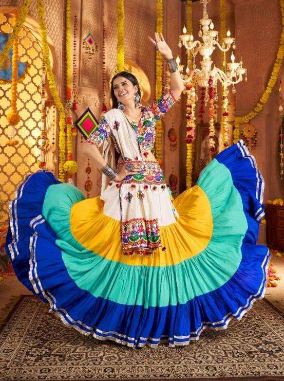 RAAS VOL-21 SERIES 11021 TO 11023 BY SHUBHKALA DESIGNER WORK VISCOSE COTTON READYMADE NAVRATRI LEHENGA CHOLI ARE AVAILABLE AT WHOLESALE PRICE