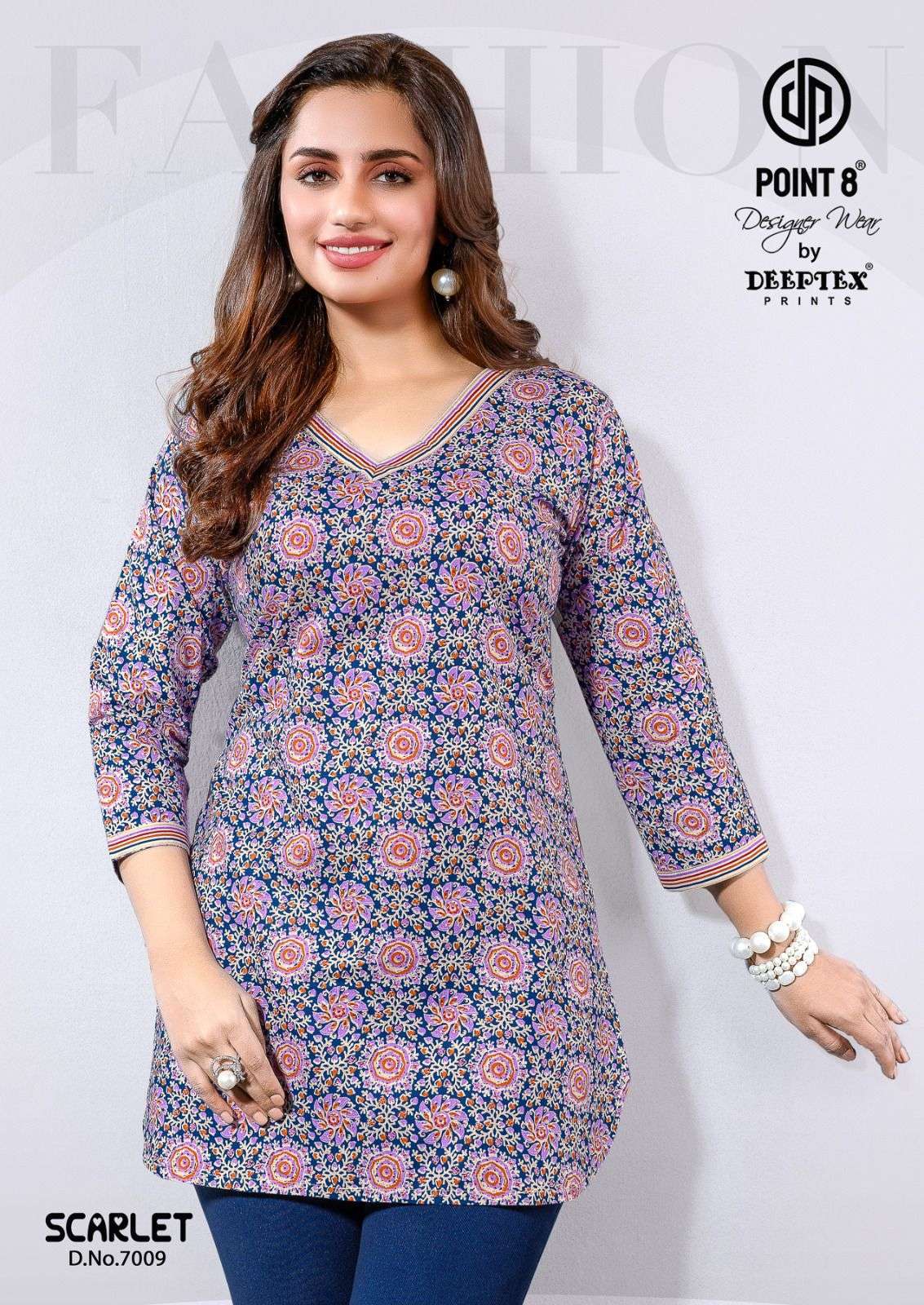 SCARLET VOL-7 SERIES 7001 TO 7009 BY POINT 8 DEEPTEX DESIGNER PRINTED COTTON TOP ARE AVAILABLE AT WHOLESALE PRICE