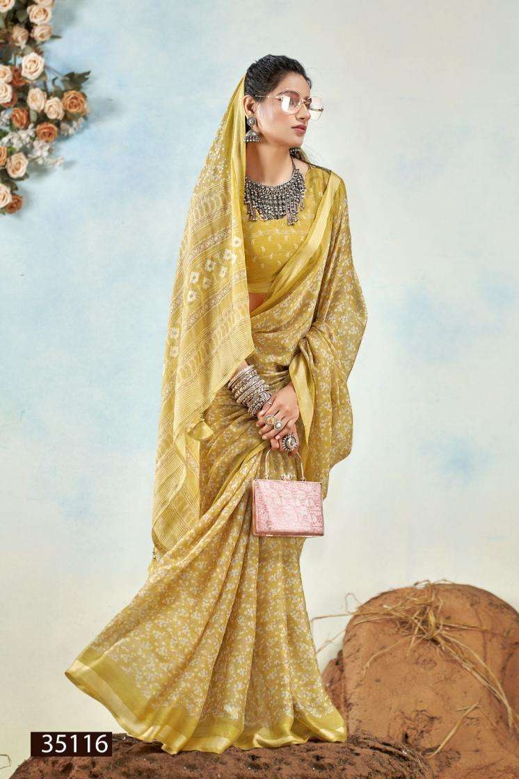 AGNIJA SERIES 35111 TO 35116 SAREE BY VALLABHI PRINTS DESIGNER PRINTED MOSS CHIFFONE SAREES ARE AVAILABLE AT WHOLESALE PRICE