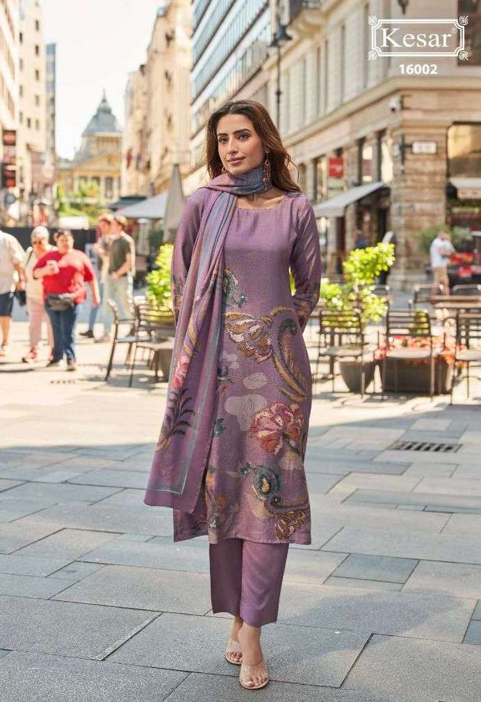 AROMA SERIES 16001 TO 16004 BY KESAR DESIGNER DIGITAL PRINTED AND HAND WORK SHIMMER VISCOSE MUSLIN SUITS ARE AVAILABLE AT WHOLESALE PRICE