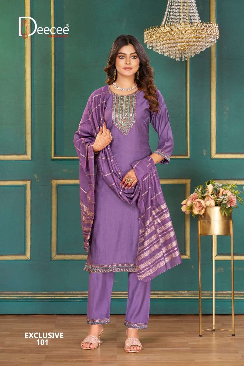 EXCLUSIVE SERIES 101 TO 106 BY DEE CEE DESIGNER WORK VATICAN TOP WITH BOTTOM AND DUPATTA ARE AVAILABLE AT WHOLESALE PRICE