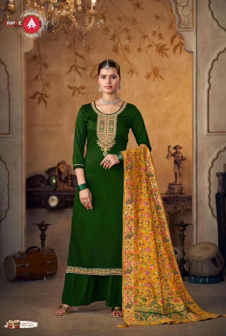 GRACE SERIES 18171 TO 18176 BY TRIPLE A DESIGNER HEAVY WORK ZAM COTTON SUITS ARE AVAILABLE AT WHOLESALE PRICE