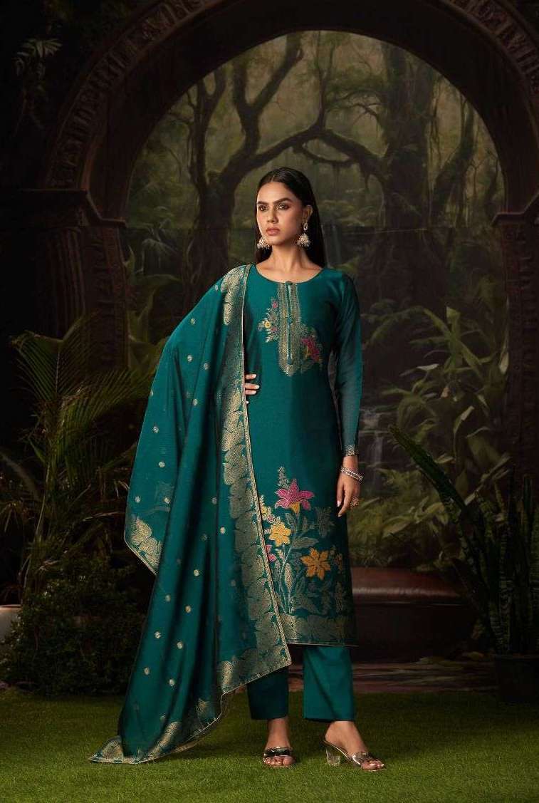 GRIVA SERIES 15001 TO 15004 BY KESAR DESIGNER HAND WORK WOVEN SILK JACQUARD SUITS ARE AVAILABLE AT WHOLESALE PRICE