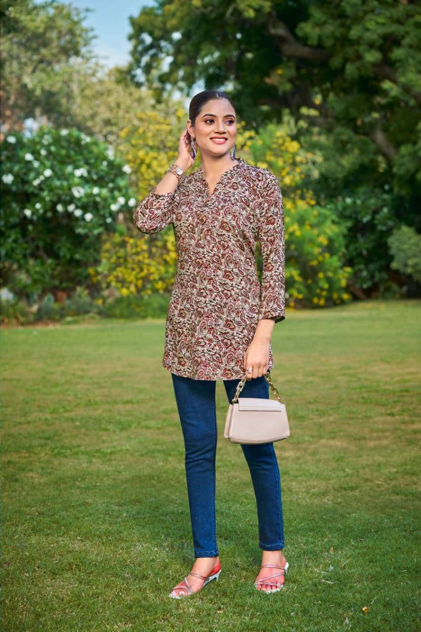 ORIO SERIES 1001 TO 1006 BY TIPS & TOPS DESIGNER PRINTED RAYON TOPS ARE AVAILABLE AT WHOLESALE PRICE