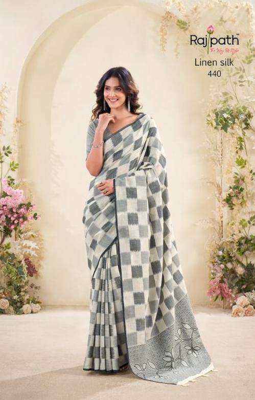 REDIUM SILK SERIES 438 TO 443 SAREE BY RAJPATH DESIGNER LINEN SILK SAREES ARE AVAILABLE AT WHOLESALE PRICE