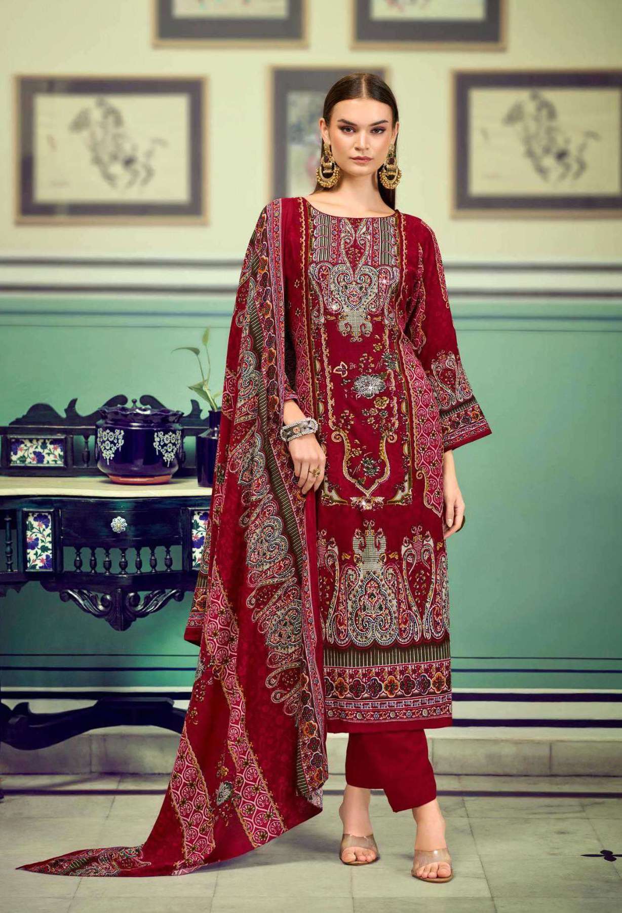 SABYASACHI AAYAT VOL-1 SERIES 1001 TO 1004 BY MUMTAZ ARTS DESIGNER PRINTED AND WORK VISCOSE RAYON SUITS ARE AVAILABLE AT WHOLESALE PRICE