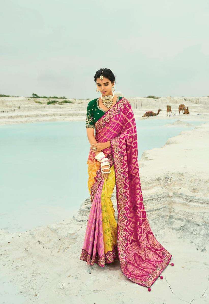 SHAHI POSHAK VOL-4 SERIES 8001 TO 8013 SAREE BY MN DESIGNER WITH WORK GEORGETTE BANDHEJ SAREES ARE AVAILABLE AT WHOLESALE PRICE