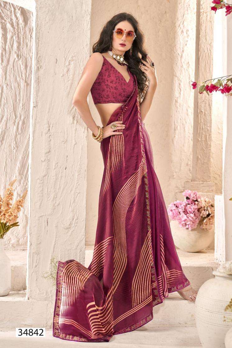 ZAYRIN SERIES 34841 TO 34845 SAREE BY VALLABHI PRINTS DESIGNER PRINTED FANCY SAREES ARE AVAILABLE AT WHOLESALE PRICE