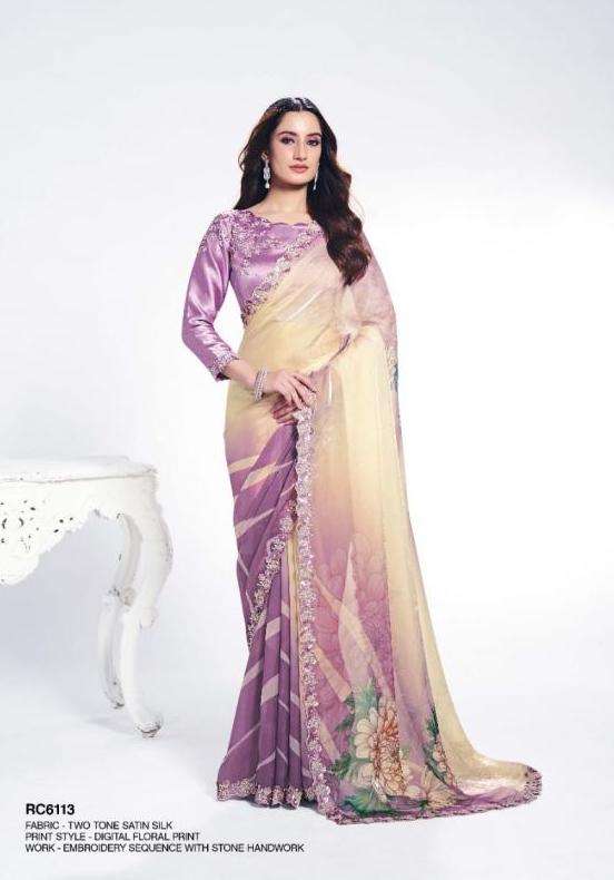 ANANTA SERIES 6107 TO 6117 SAREE BY MAHOTSAV DESIGNER WORK TWO TONE SATIN SILK SAREES ARE AVAILABLE AT WHOLESALE PRICE
